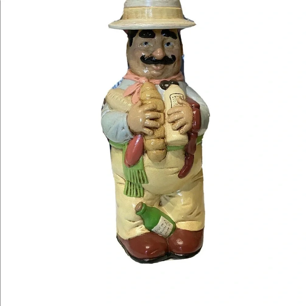 Vintage Alberta Italian Man Wine Sausage Bread Jug Barrel Decanter Barwa…
